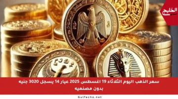 سعر الذهب اليوم الثلاثاء 19 أغسطس 2025 عيار 14 يسجل 3020 جنيه بدون مصنعية